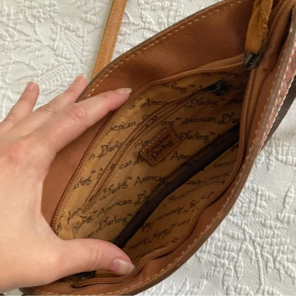 American Darling small crossbody purse topped leather calf hair western boho - Picture 13 of 16